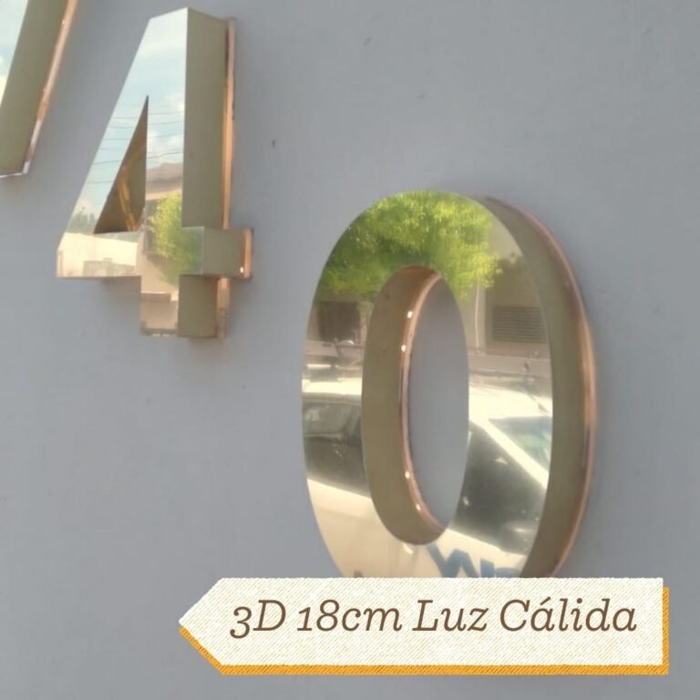 Números 3D 18cm con Luz Cálida