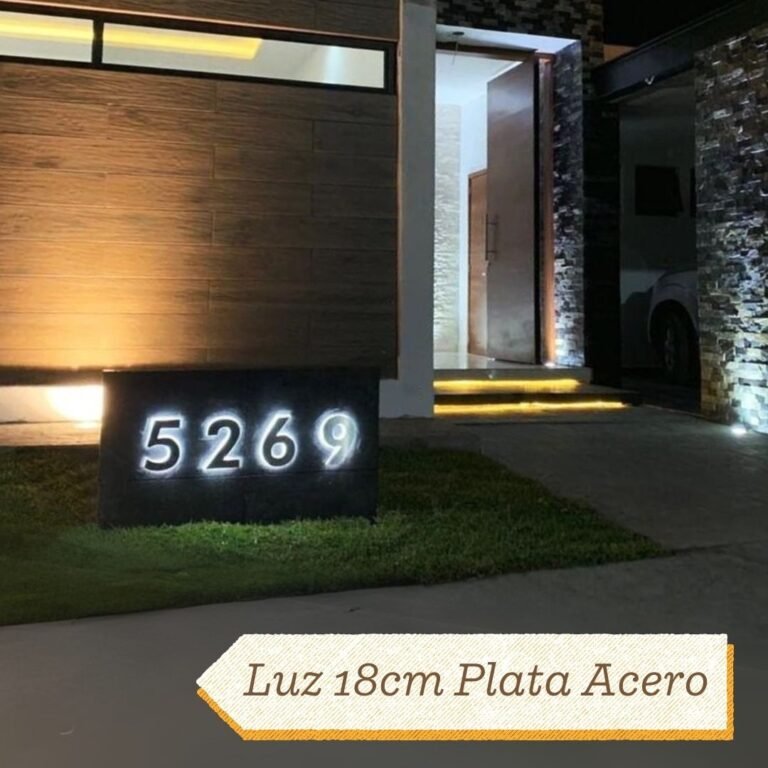 Números 3D con Luz 18cm Plata Mate
